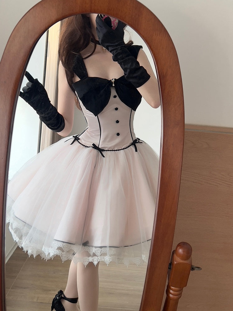 Pink Boned Waist Balletcore Lolita Birthday Dress Homecoming Dress