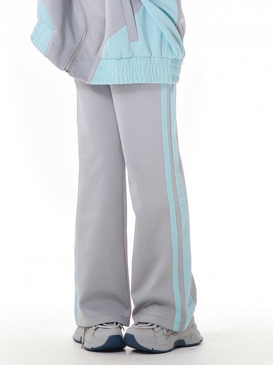 グリーンストライプのジライケイ スウェットパンツ グレー