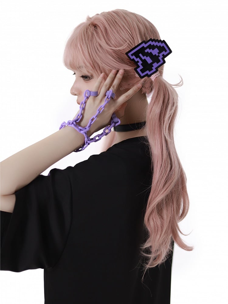 und lila Pixel Engelsflügel Haarspangen Schwarz