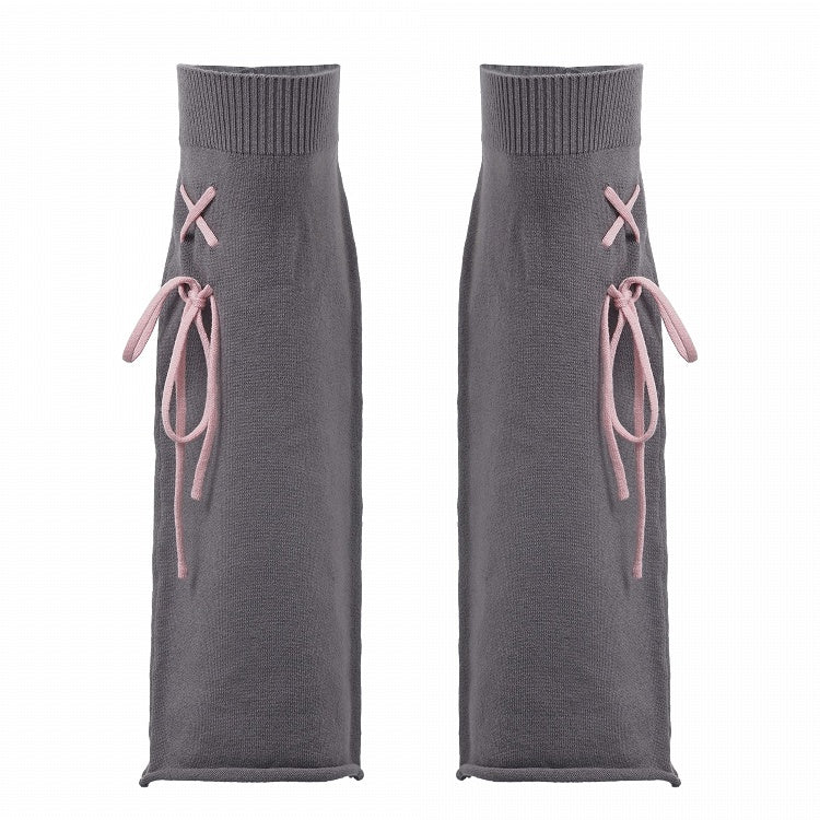 ディテール レースアップ 46CM レッグウォーマー ピンク コントラスト ダークグレー