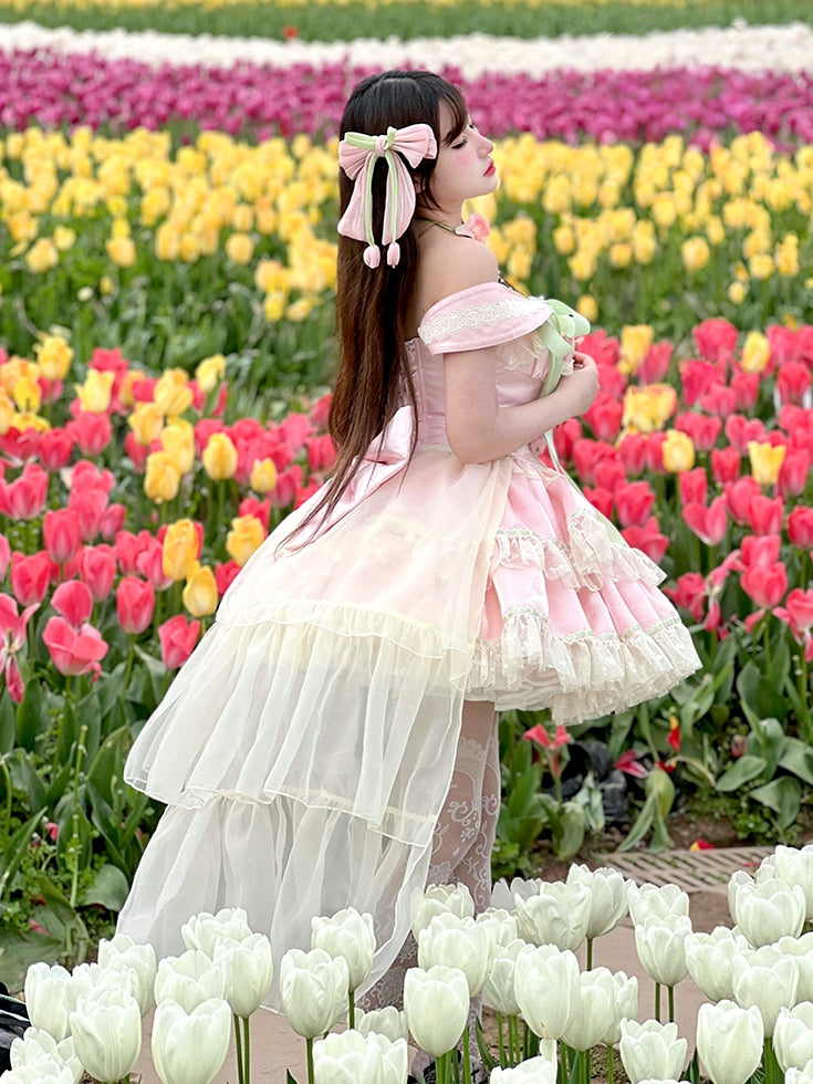 and Theme Fairy Pink Kei Corset Dress Tulip Green