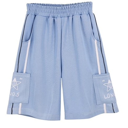 with Shorts Waist Elastic Light Blue Tenshi Patch Pockets Kaiwai