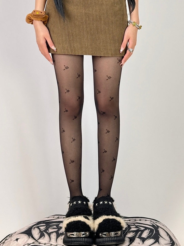 Floral Black/White Tights Pattern