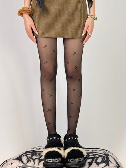 Floral Black/White Tights Pattern