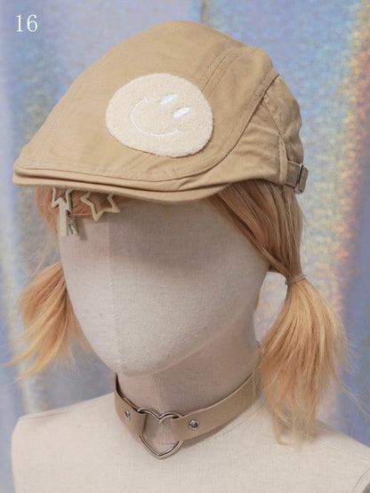 Options Applique Hat Beret Button/Star/Dog Y2K 17