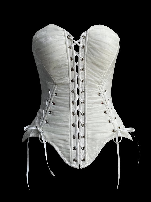 White Boned Corset Top | Gothic Victorian Lolita Lace-Up Bustier