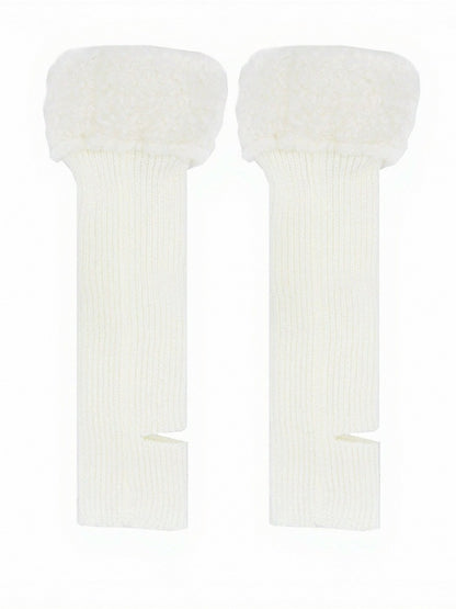 Multi-Color Knitted Leg Warmers with Plush Trim - ModaSwings