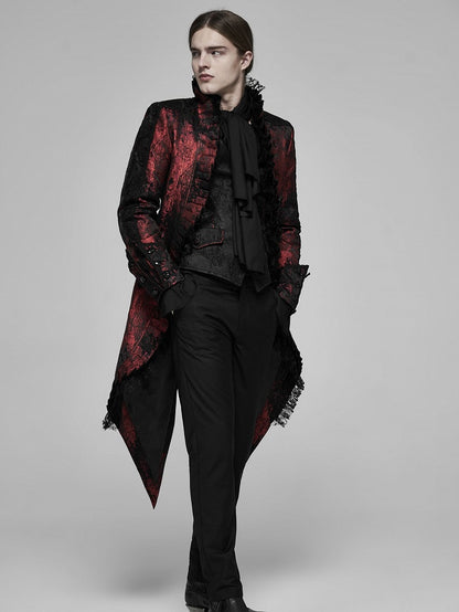 Rococo Coat Gorgeous and Men's Black Dark Red Tuxedo Lace