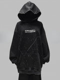 Hoodie mit schwarzer Buchstaben-Applikation und Tinte im Y2K-Stil