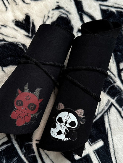 Protection Hat and Reaper Black Grim With Gothic White Print Sun