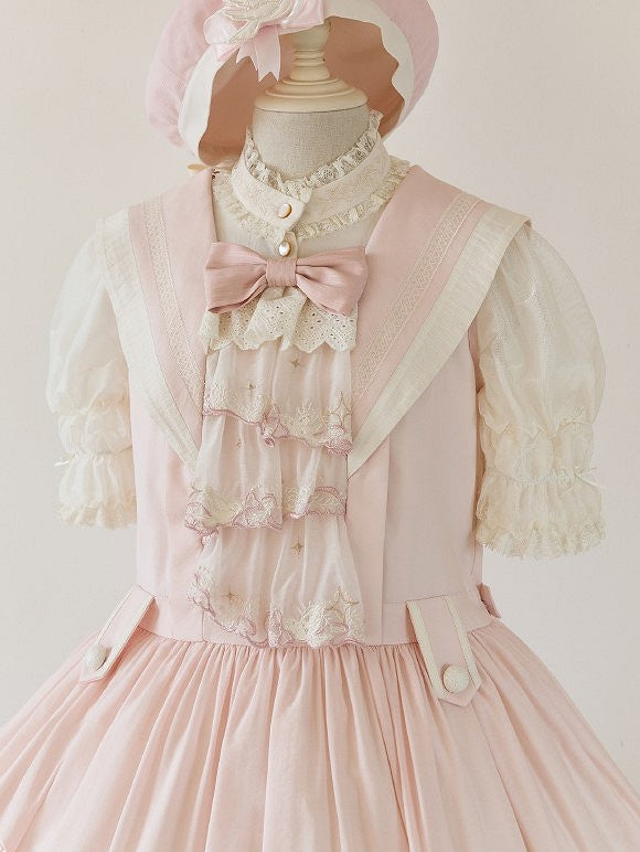 Cuffs Collar and with Beige Blouse Lace Lolita