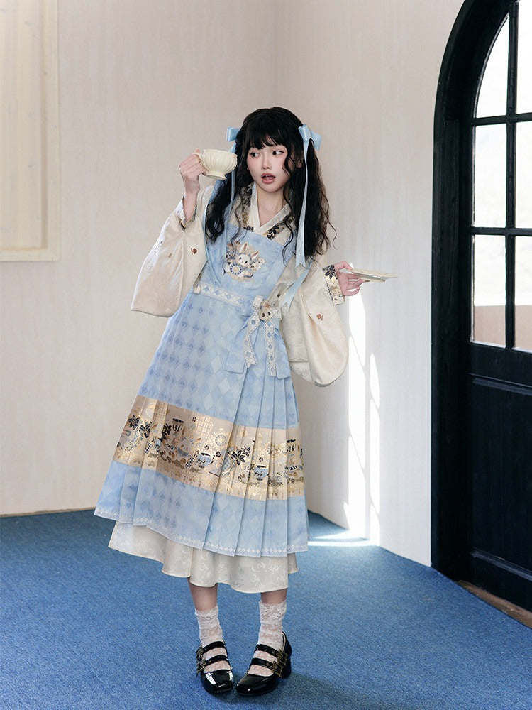 New Chinese Style Hanfu Alice in Wonderland Lolita Dress with Embroidery Details - San Sheng Du