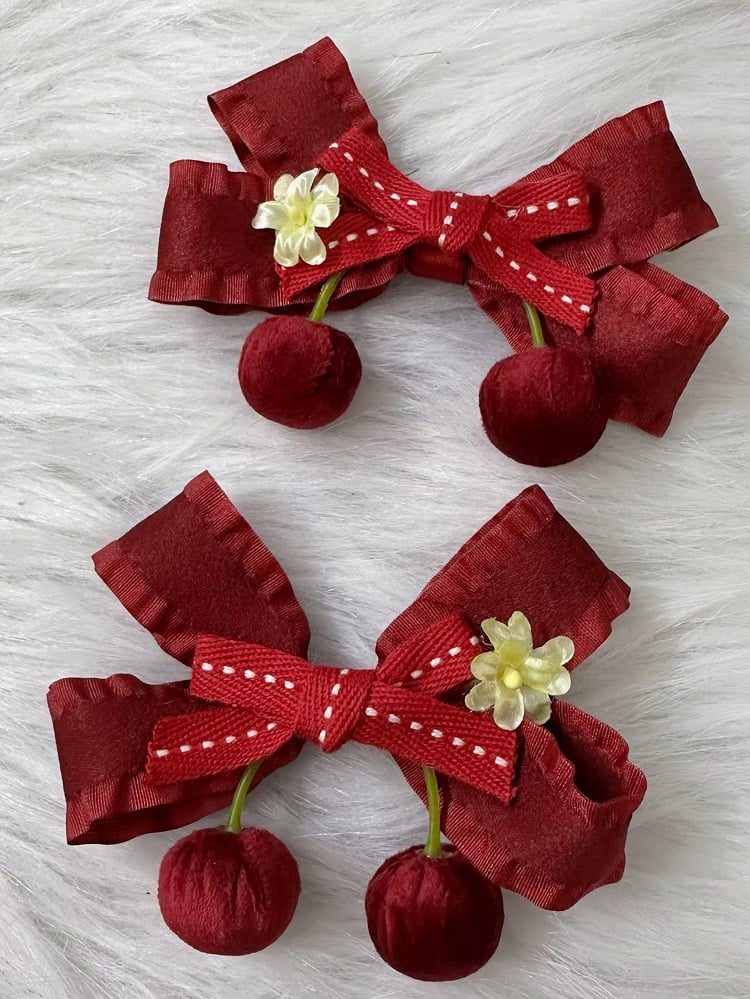 Lolita Options Hairclip Sweet Bowknot Color 2 Velvet Cherry