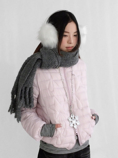 with Star Pink Hoodie Kawaii Front in Daily Pattern Closure Zipper Teardrop Jacket