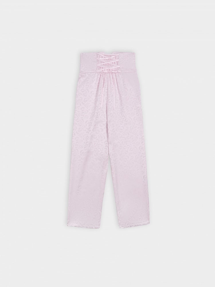 Sakura Pink High-Waist Pants with Cherry Blossom Fabric - DevilInspired Exclusive Collection