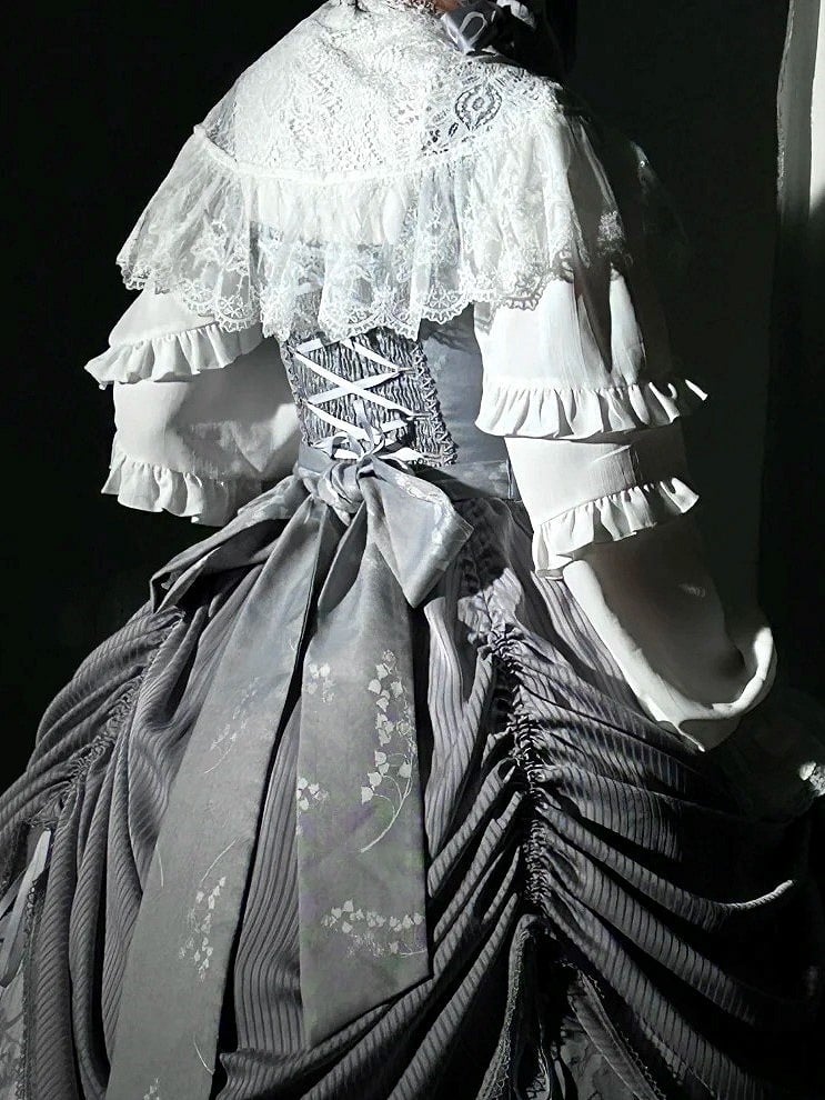 with Ruffled White Shawl Lace Lolita Edges