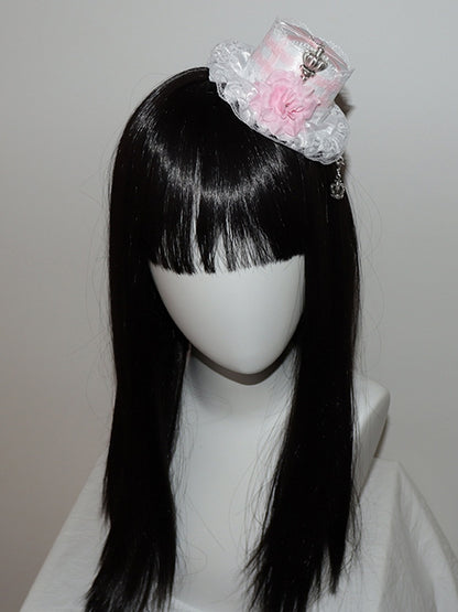 帽子のトリム、クラウンデザイン、レース、ブルー/ピンクの花柄、ミニ装飾