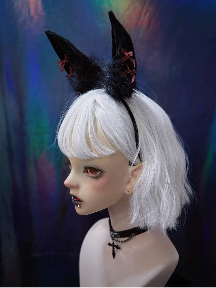 Dark Gothic Bunny Ear KC with Bow Accents - Strange Sugar