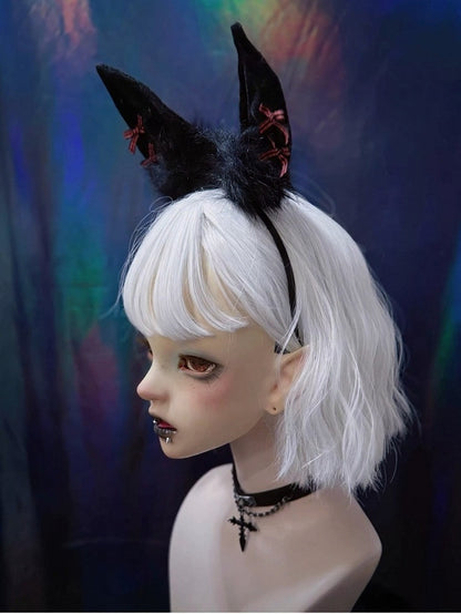 Dark Gothic Bunny Ear KC with Bow Accents - Strange Sugar