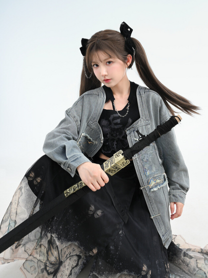 Jacke Jeansrock Polo Unisex Kurz