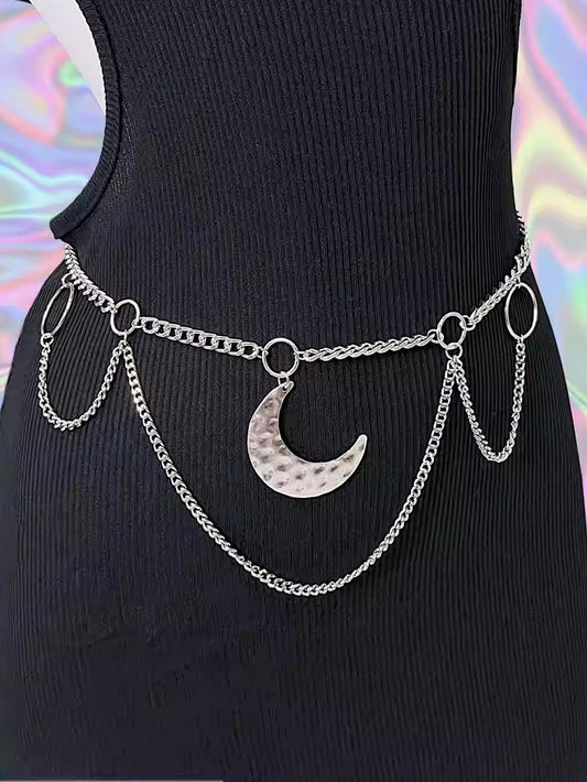 Chain Moon Waist Silver Y2K Charm
