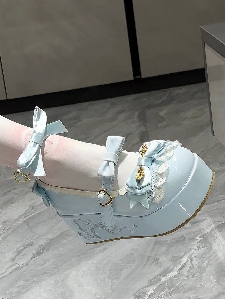 Details Platforms Spoon Sweet Bowknot Blue Lolita Decorated