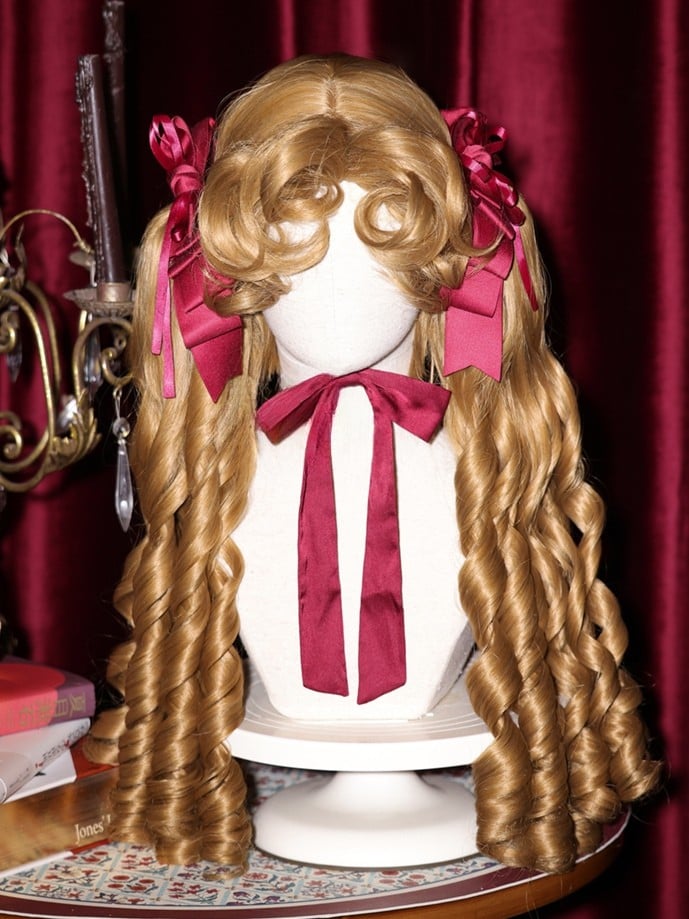 ウィッグ ブラウン/ブラウン/ブラック クリップ ショートクロー ダブルローマン+ポニーテール ライトカーリーバング 50CM