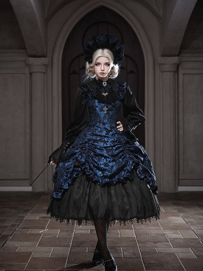 Dark Blue Ruffled JSK Gothic Lily - Miss Point
