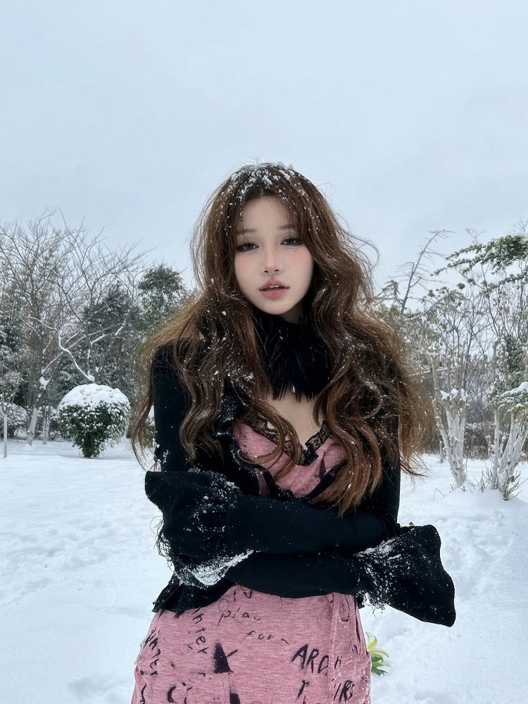 Black Bell Sleeves Cropped Top