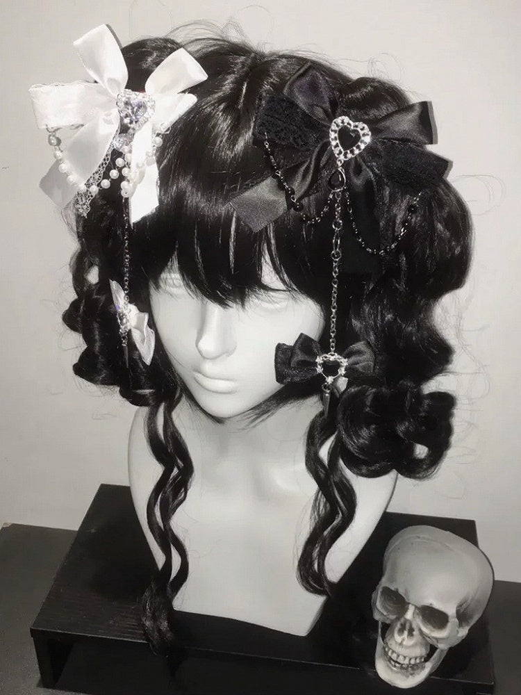 5-Color Gothic Bow Hairclip Heart Spike Decorations - fallen angel