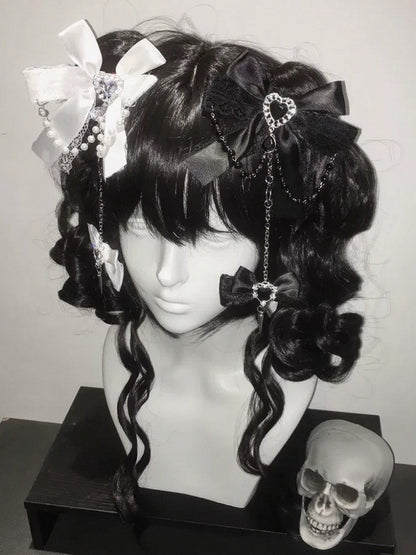 5-Color Gothic Bow Hairclip Heart Spike Decorations - fallen angel
