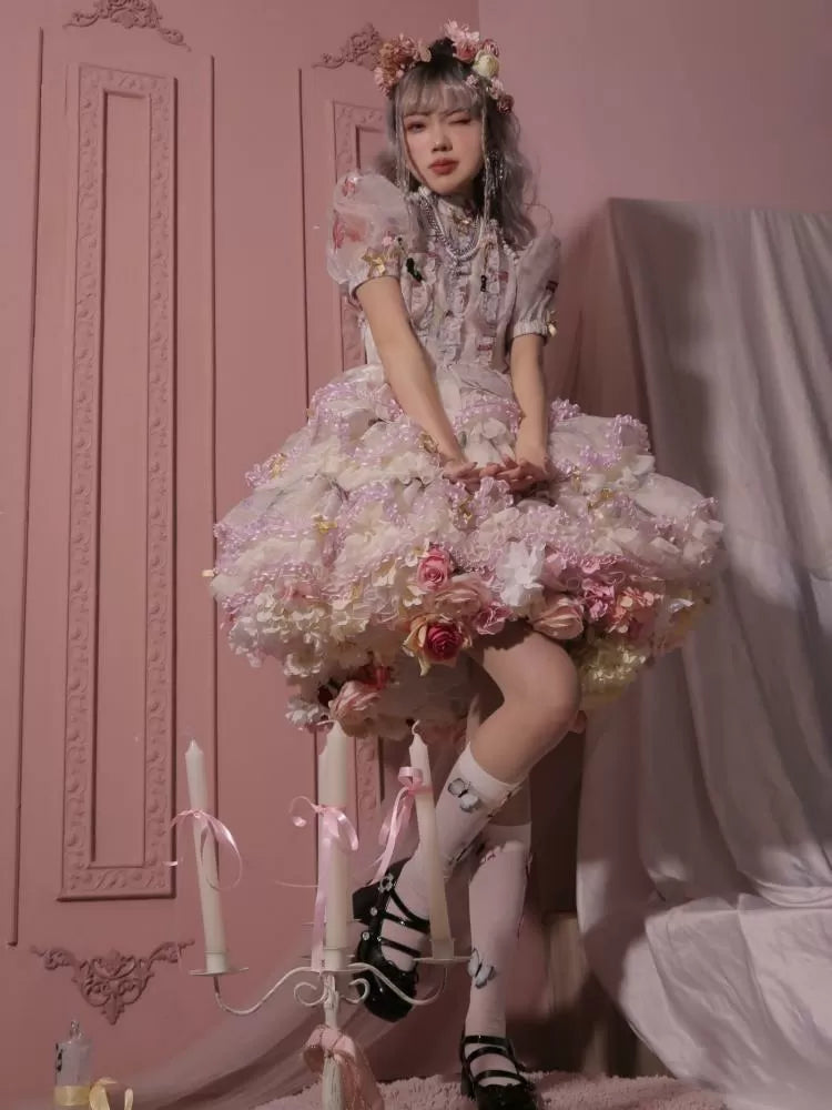 Petticoat Length - Floral 35cm/45cm Spring Harvest PinkWhite