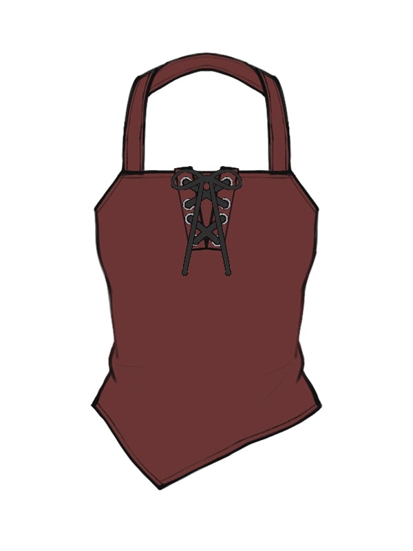 プラスサイズのチェック柄ブラック＆レッドのクロップド丈スウェットシャツとレッドのホルターネックトップス