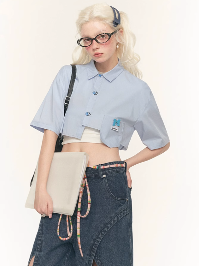 デザインシャツ アイ ショート ブルー クローク