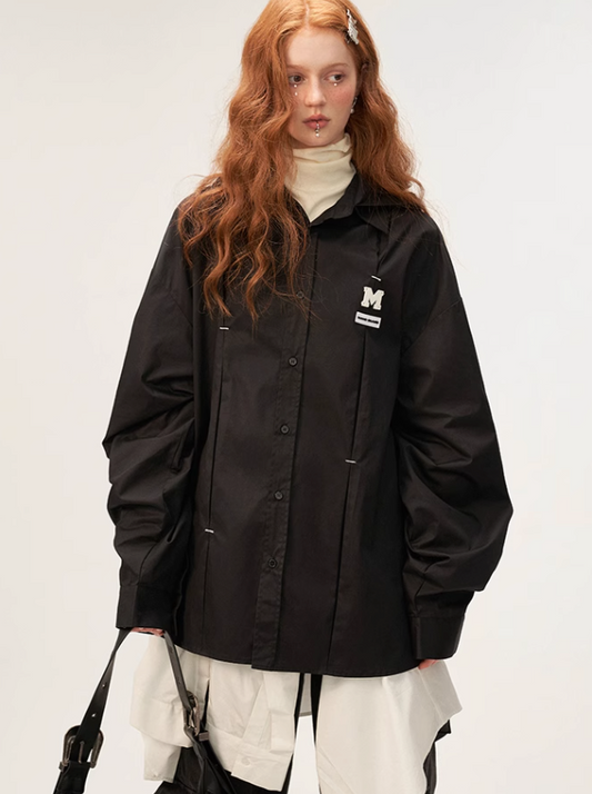 プリーツフードシャツ デコンストラクト ダーク