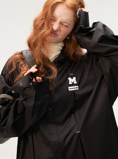 プリーツフードシャツ デコンストラクト ダーク