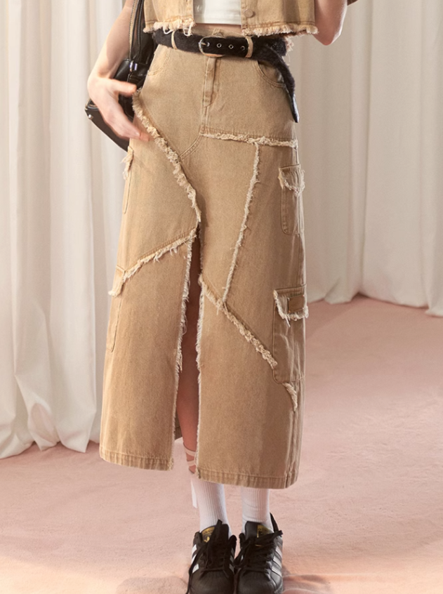 Amerikanischer Schlitzrock + beschädigtes langes kurzes Oberteil
