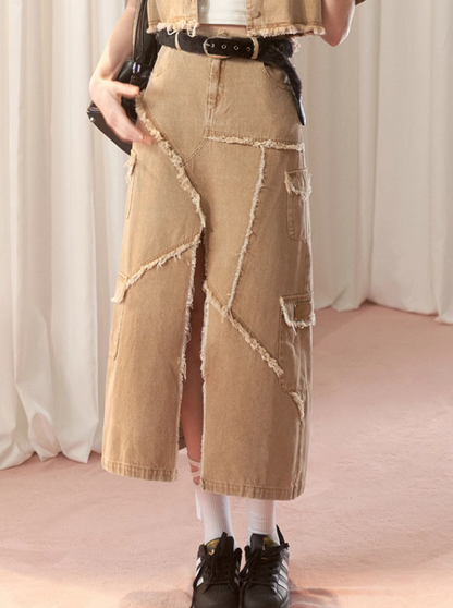 Amerikanischer Schlitzrock + beschädigtes langes kurzes Oberteil