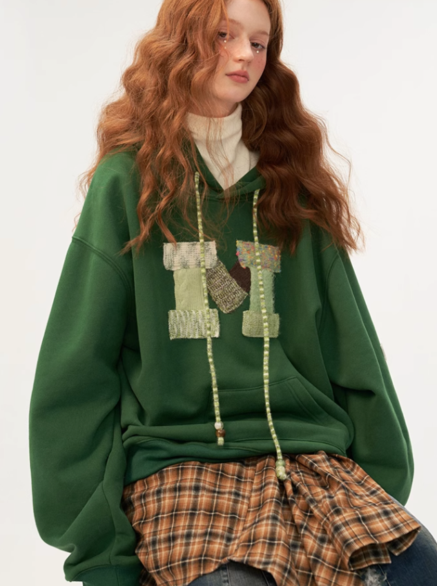 Lockerer Kapuzenpullover aus Wolle mit Logo und Spleiß