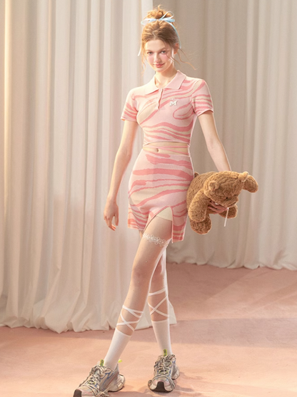 Cool Ripple Hot Water Girl Marble Knit Sweet Setup