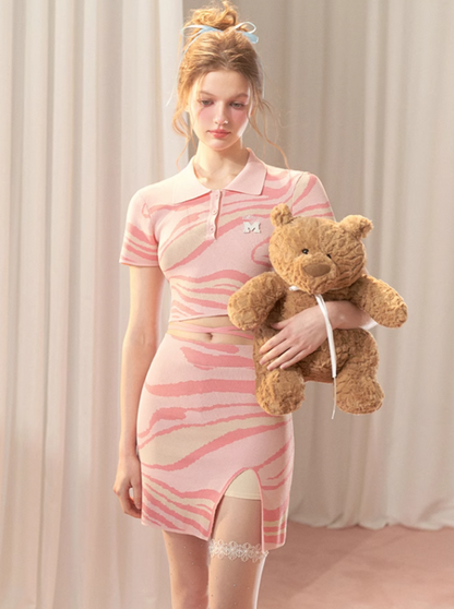 Cool Ripple Hot Water Girl Marble Knit Sweet Setup