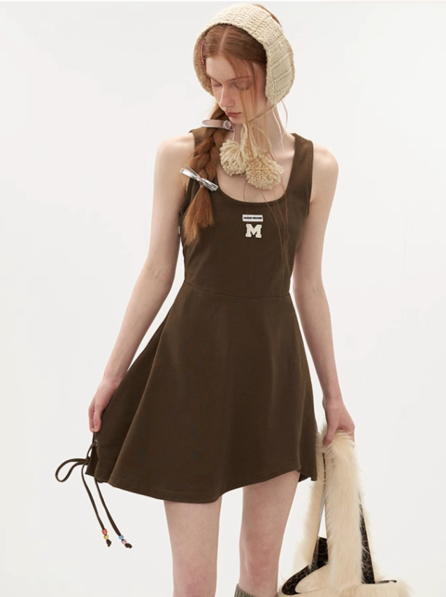 Neck College Strap Vest Style Dress