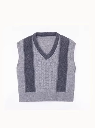Vest Contrast Sweater Stripe V-Neck