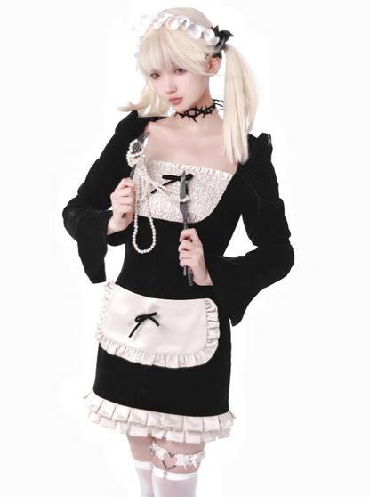 Hip Dress Klassische quadratische Samtschürze für Dienstmädchen