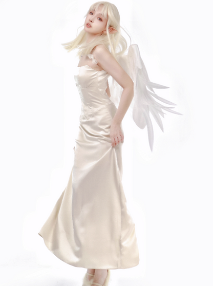 Solid Dress Suspender Color Dress Fishtail