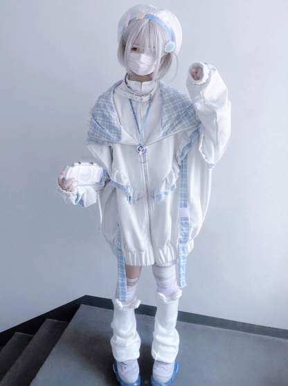 Subculture – Kapuzenpullover mit Katzen-Print und Kapuze über den Ohren