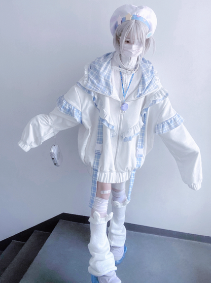 Subculture – Kapuzenpullover mit Katzen-Print und Kapuze über den Ohren