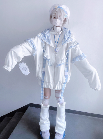 Subculture – Kapuzenpullover mit Katzen-Print und Kapuze über den Ohren