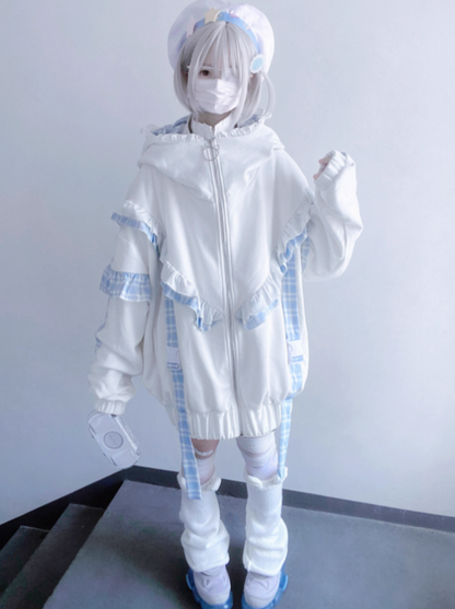 Subculture – Kapuzenpullover mit Katzen-Print und Kapuze über den Ohren