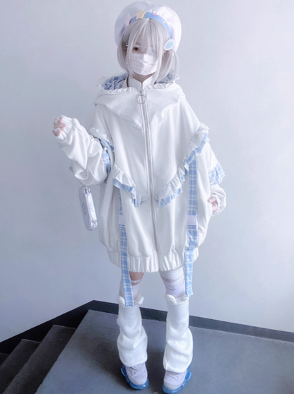 Subculture – Kapuzenpullover mit Katzen-Print und Kapuze über den Ohren